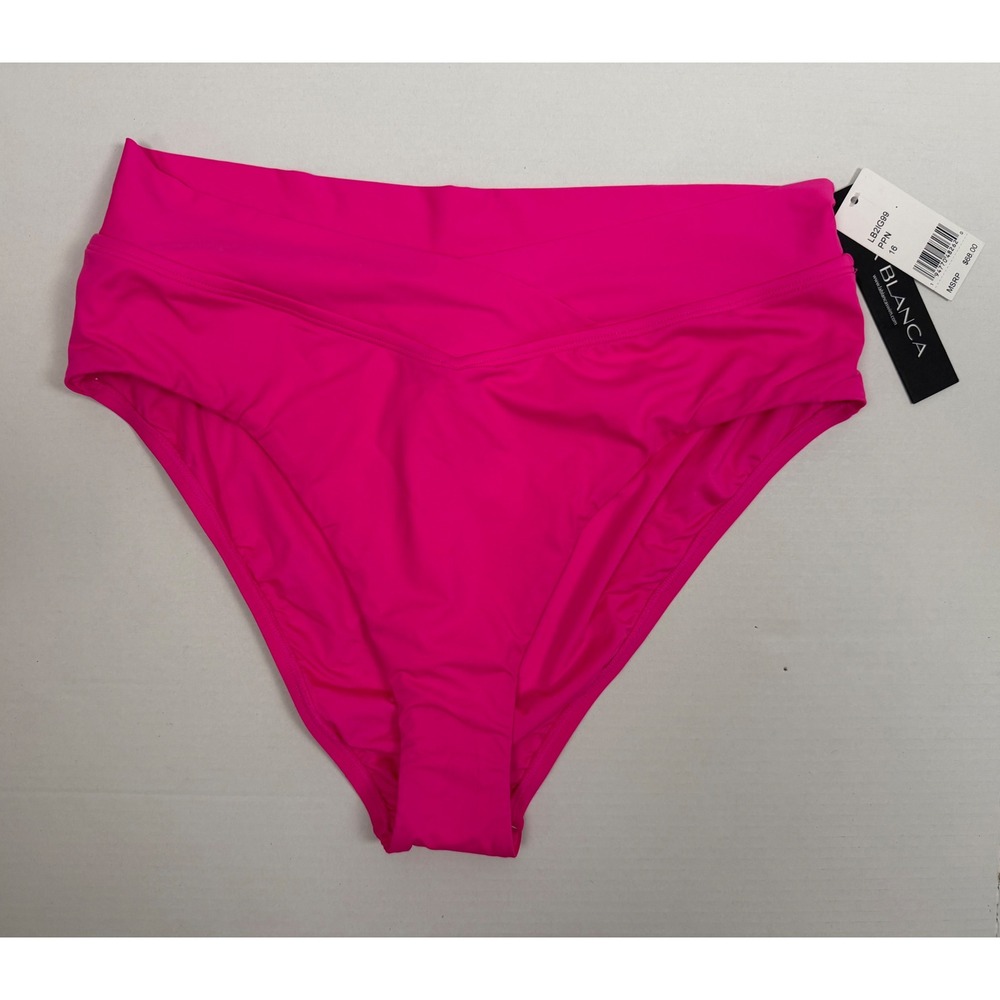 NWT La Blanca Swimsuit BottomsPink New High Waisted V-Front Womens 16